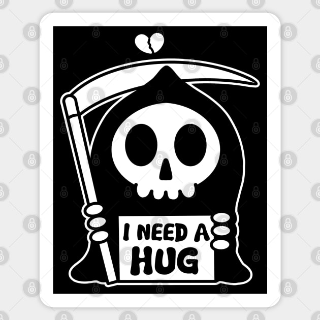 Cute Grim Reaper - I Need a Hug Sticker by DRIPCRIME Y2K